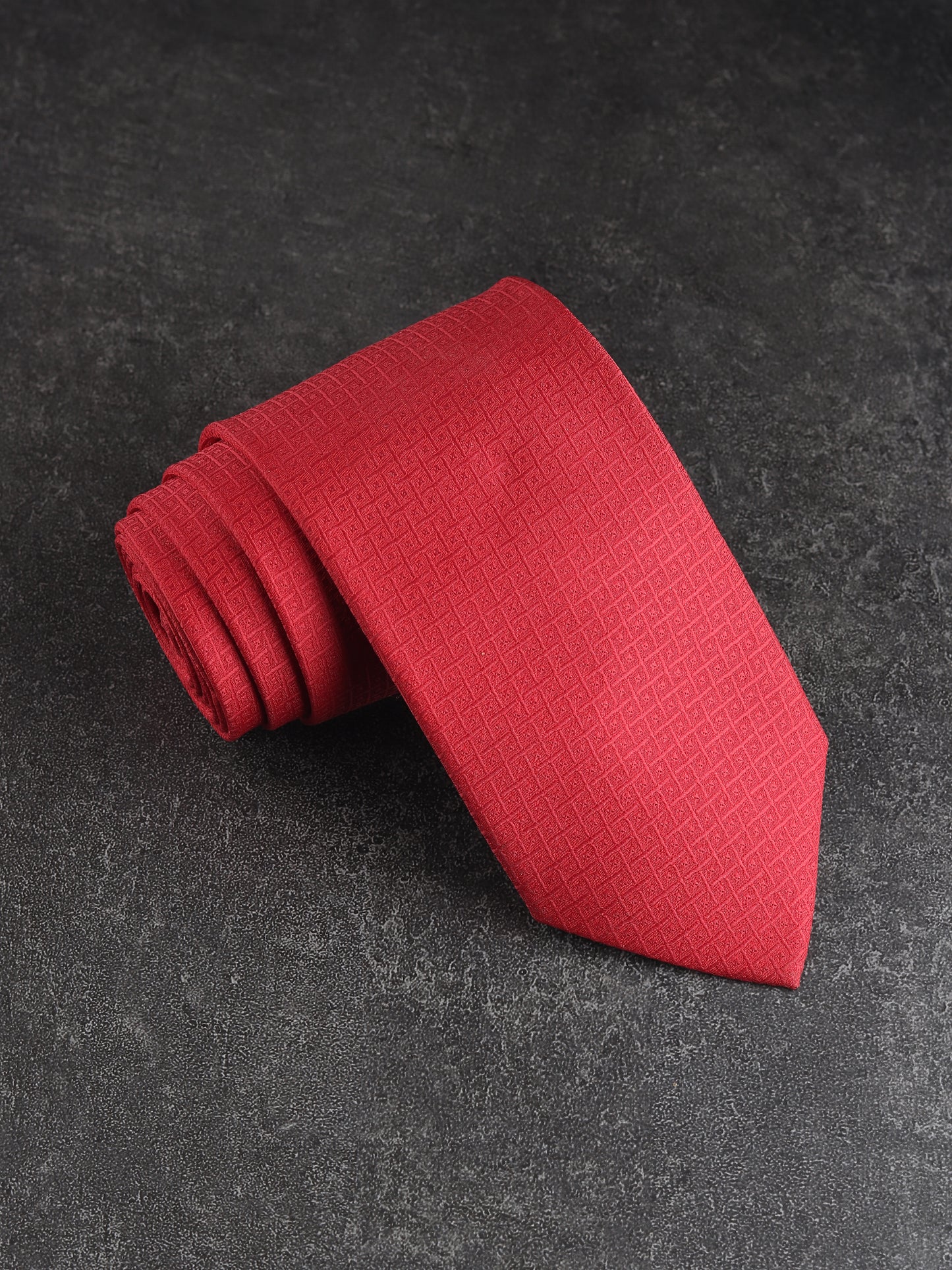 Kanthlangot Classic Red Textured Woven Necktie
