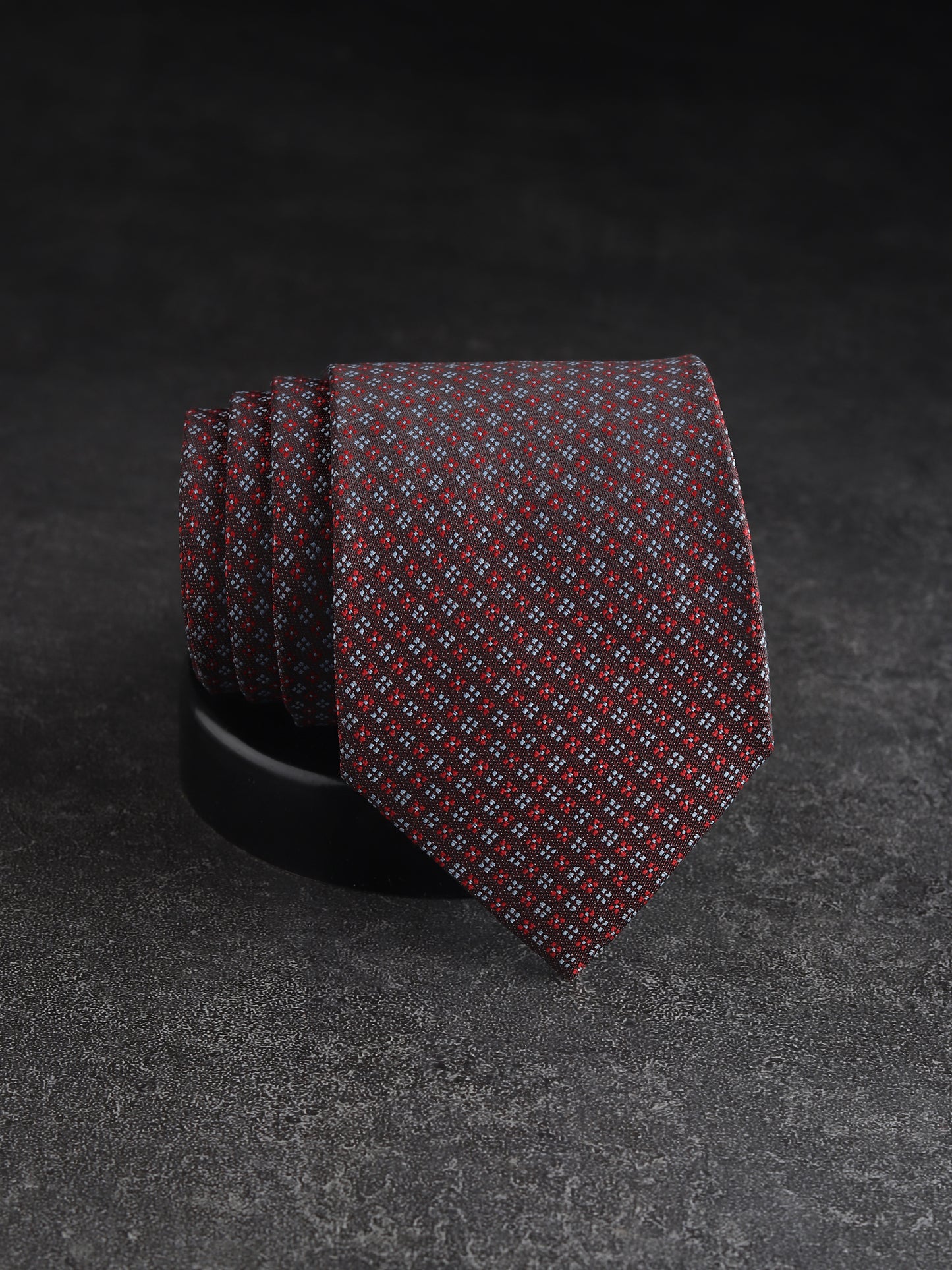 Kanthlangot Black & Red Micro-Pattern Necktie