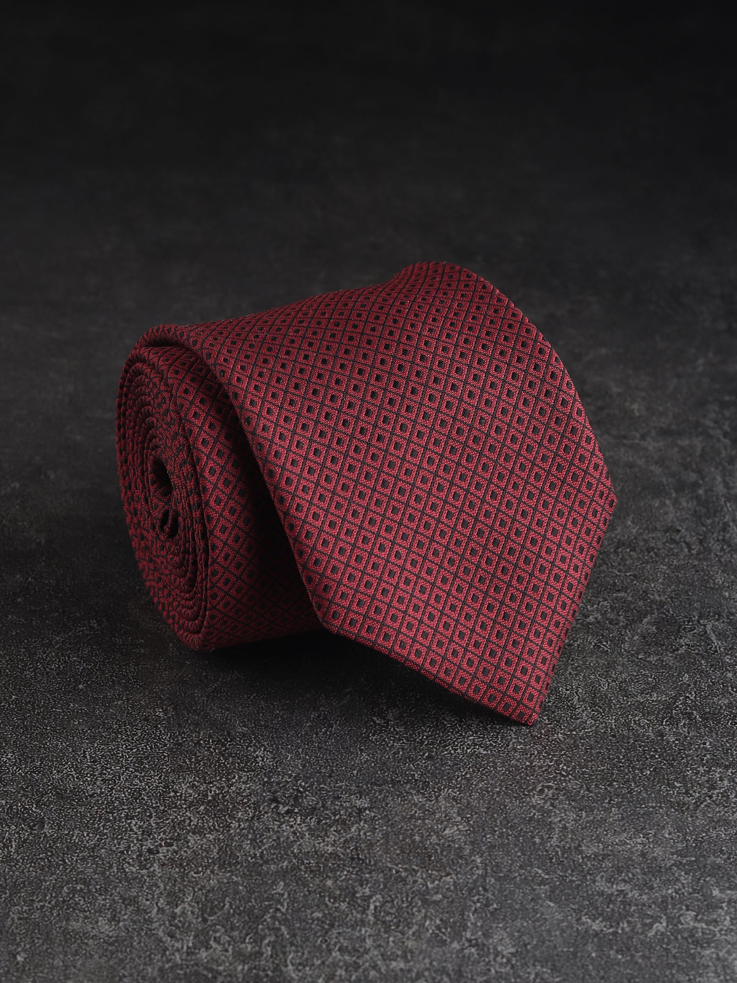 Kanthlangot Mens Black Grid Pattern Necktie