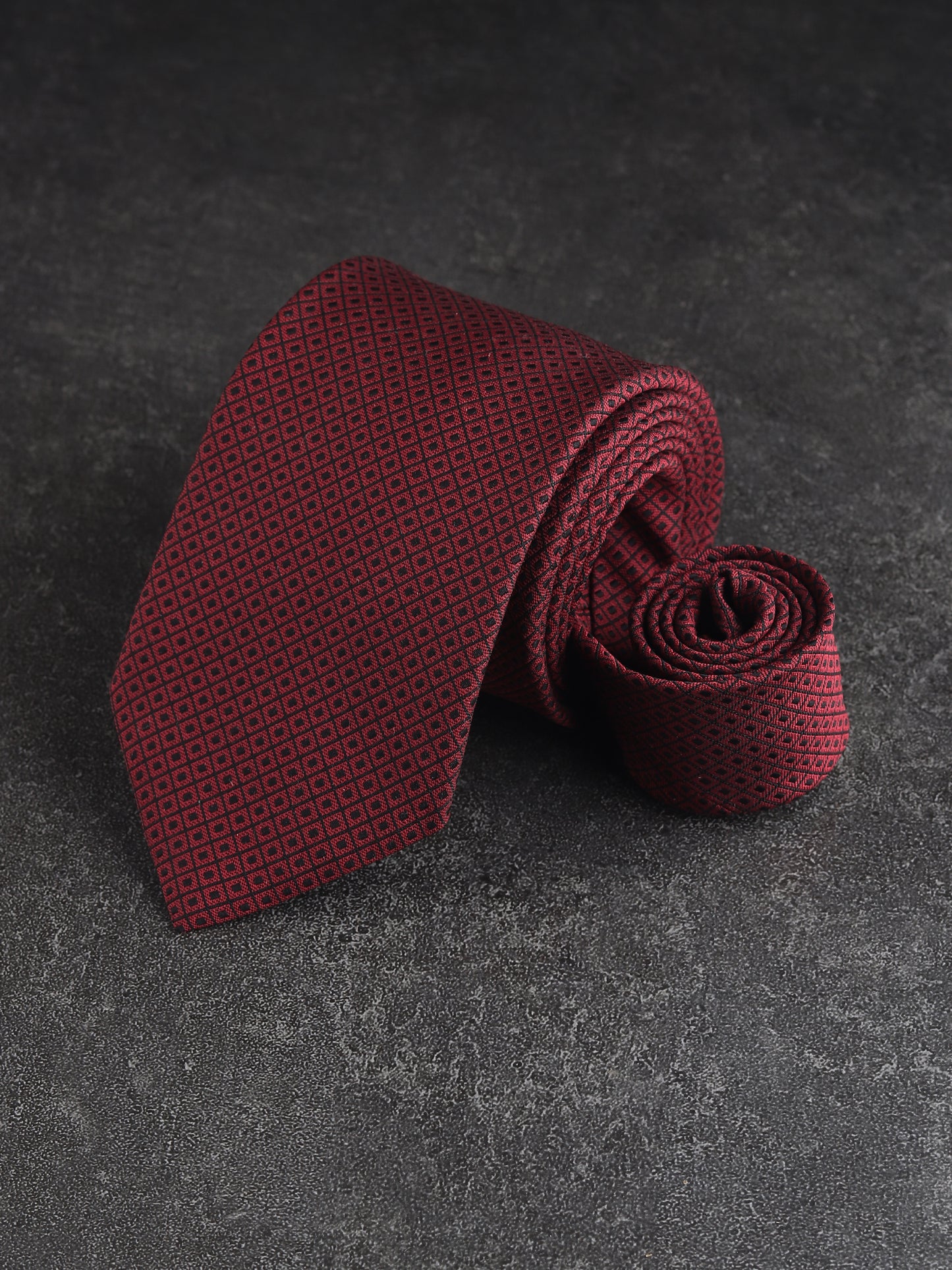 Kanthlangot Mens Black Grid Pattern Necktie