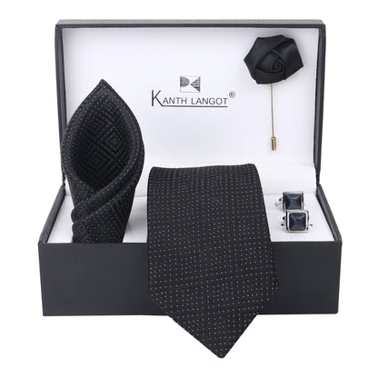 Kanthlangot Premium Gift Set of Necktie Pocket Square Cufflinks and Lapel Pin