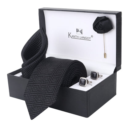 Kanthlangot Premium Gift Set of Necktie Pocket Square Cufflinks and Lapel Pin
