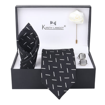 Kanthlangot Premium Gift Set of Necktie Pocket Square Cufflinks and Lapel Pin