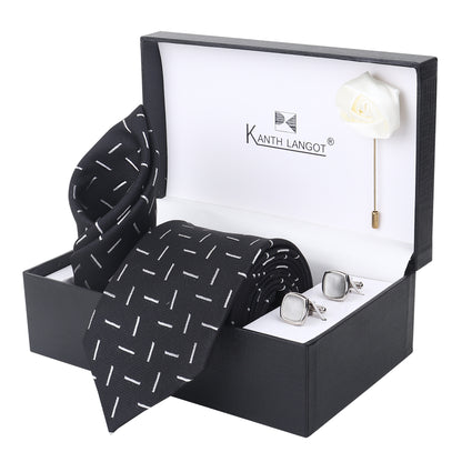 Kanthlangot Premium Gift Set of Necktie Pocket Square Cufflinks and Lapel Pin
