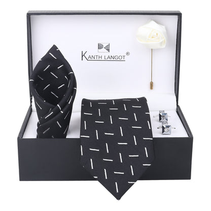 Kanthlangot Premium Gift Set of Necktie Pocket Square Cufflinks and Lapel Pin
