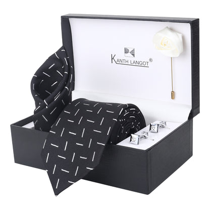 Kanthlangot Premium Gift Set of Necktie Pocket Square Cufflinks and Lapel Pin