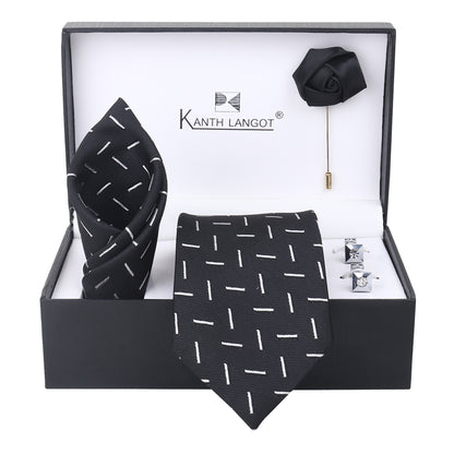 Kanthlangot Premium Gift Set of Necktie Pocket Square Cufflinks and Lapel Pin