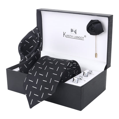 Kanthlangot Premium Gift Set of Necktie Pocket Square Cufflinks and Lapel Pin