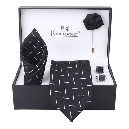 Kanthlangot Premium Gift Set of Necktie Pocket Square Cufflinks and Lapel Pin