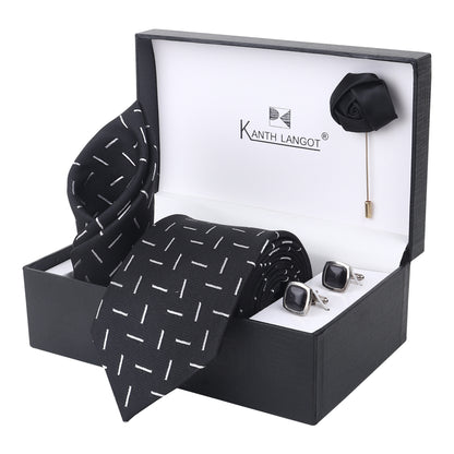 Kanthlangot Premium Gift Set of Necktie Pocket Square Cufflinks and Lapel Pin