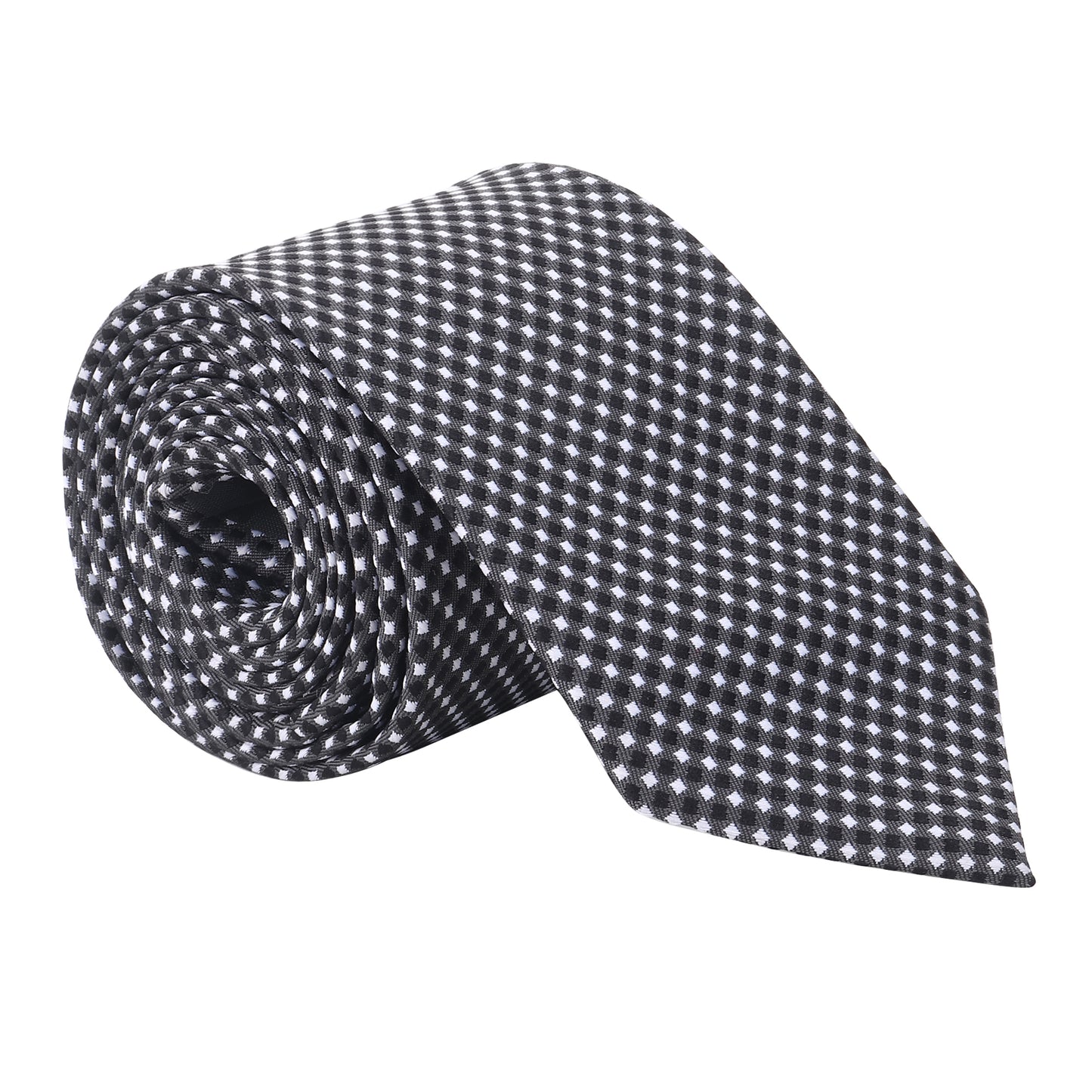 KanthLangot Classic Black & White Checkered Men’s Necktie – Elegant Formal Wear