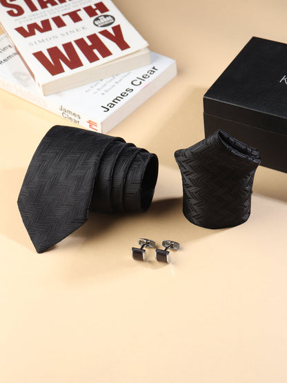 Kanthlangot Black Chevron Pattern Necktie
