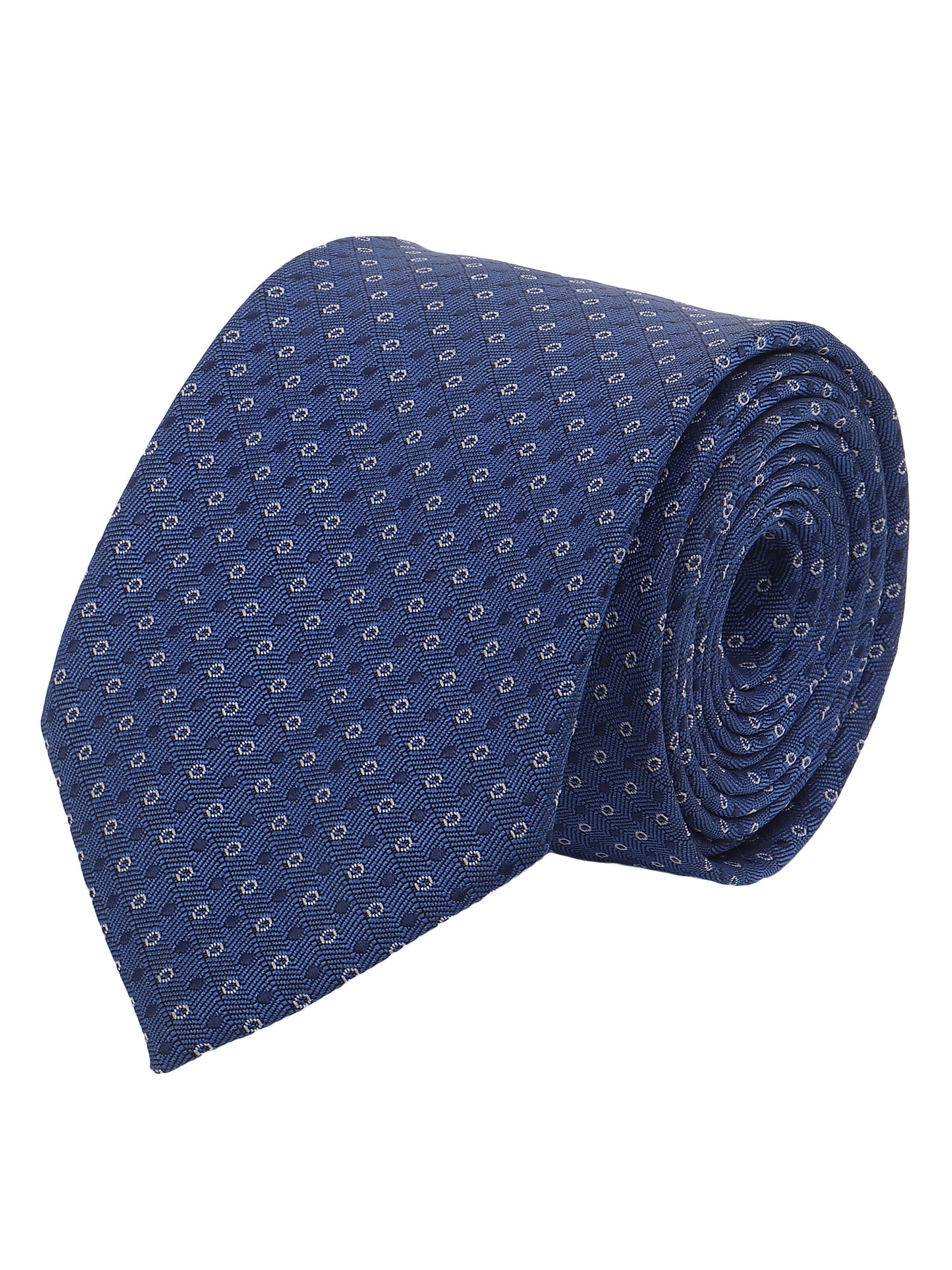 Kanthlangot Textured Blue Geometric Pattern Necktie – Elegant & Sophisticated