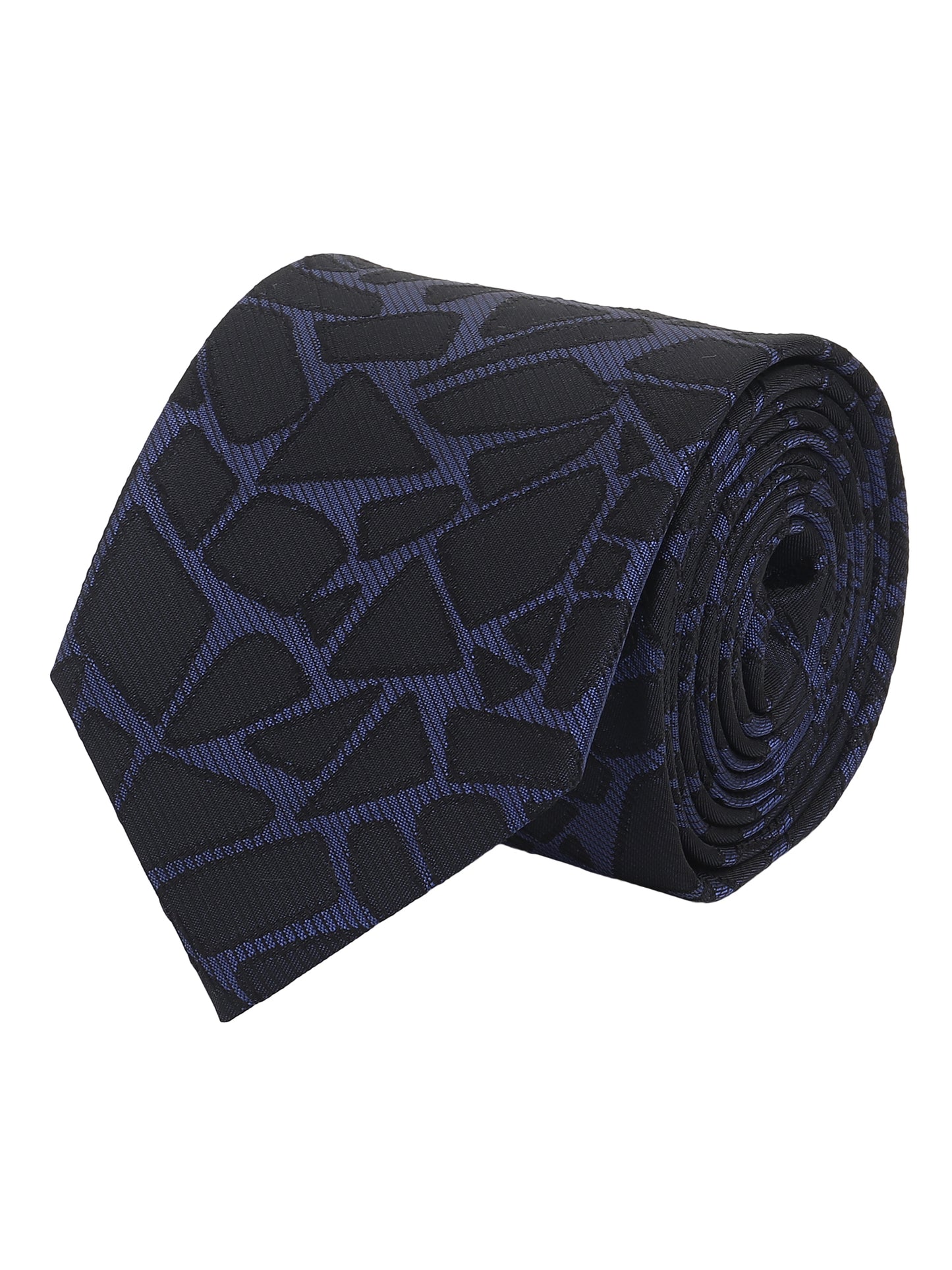 Kanthlangot Navy Blue Abstract Tie Gift Set with Pocket Square, Cufflinks & Lapel Pin