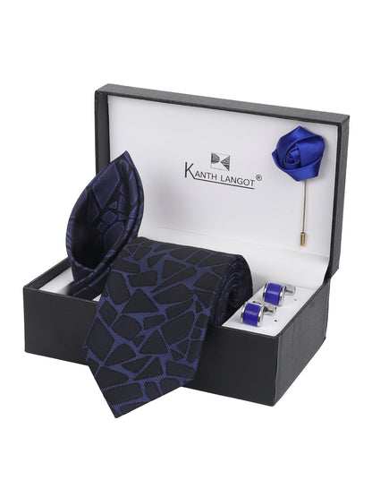 Kanthlangot Premium Gift Set of Necktie Pocket Square Cufflinks and Lapel Pin