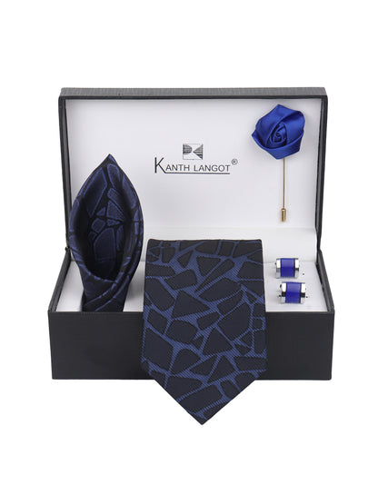 Kanthlangot Premium Gift Set of Necktie Pocket Square Cufflinks and Lapel Pin