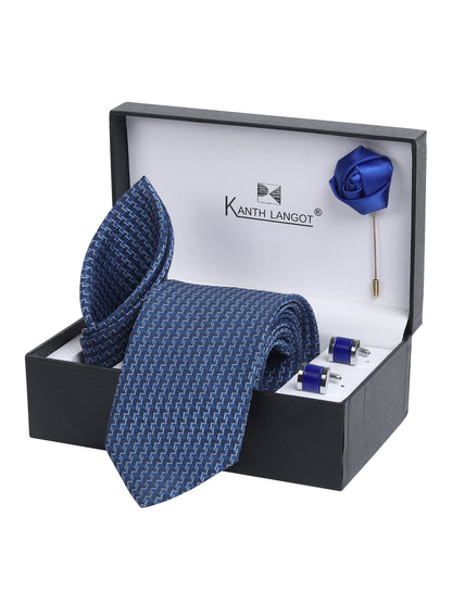Kanthlangot Premium Gift Set of Necktie Pocket Square Cufflinks and Lapel Pin