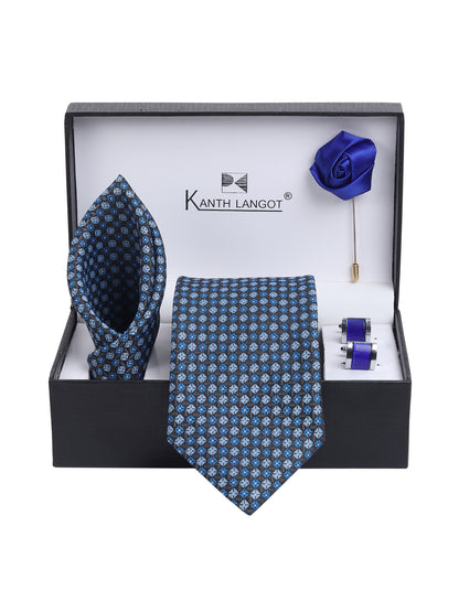 Kanthlangot Premium Gift Set of Necktie Pocket Square Cufflinks and Lapel Pin