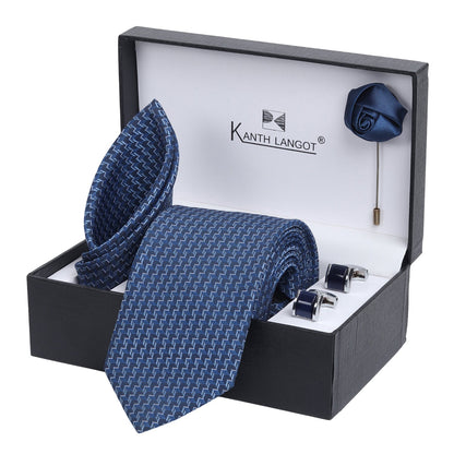 Kanthlangot Premium Gift Set of Necktie Pocket Square Cufflinks and Lapel Pin