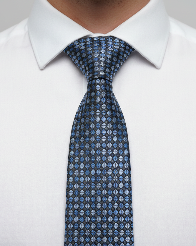 Kanthlangot Blue & Black Checkered Necktie