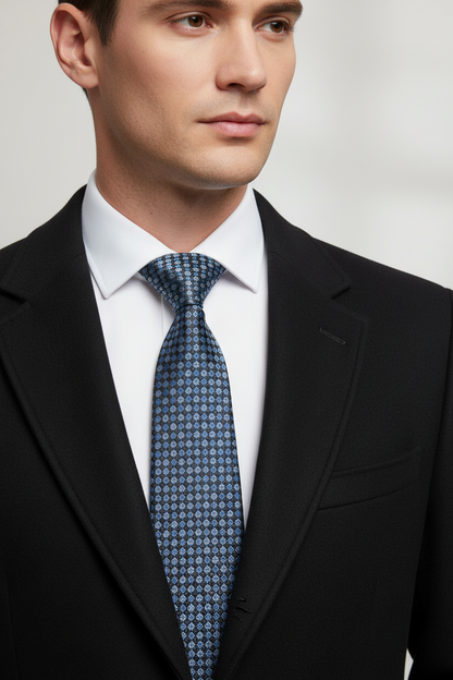 Kanthlangot Blue & Black Checkered Necktie