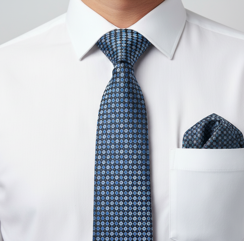 Kanthlangot Blue & Black Checkered Necktie