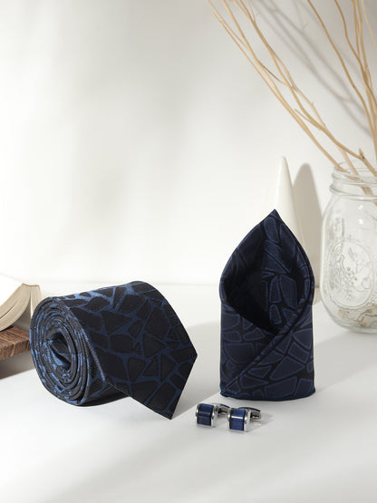 Kanthlangot Black & Blue Geometric Necktie