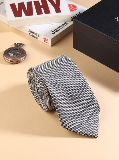 Kanthlangot Black & White Microfibre Necktie