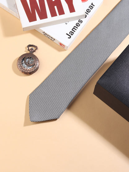 Kanthlangot Black & White Microfibre Necktie