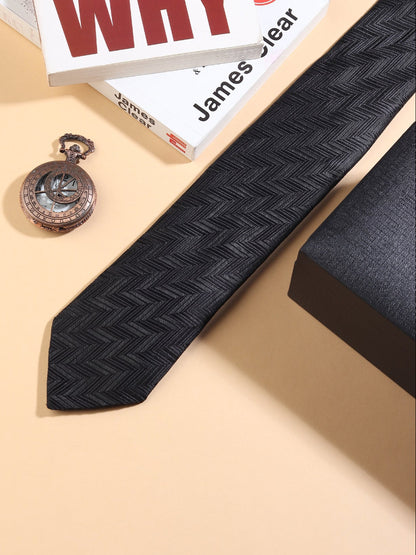 Kanthlangot Black Chevron Pattern Necktie