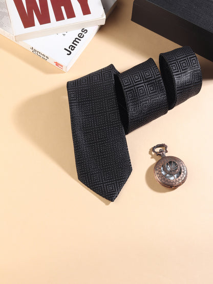 Kanthlangot Black Self Design Necktie