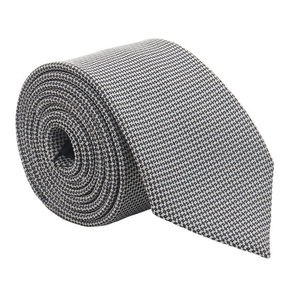 Kanthlangot Black & White Microfibre Necktie