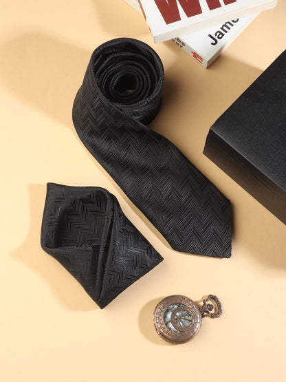 Kanthlangot Black Chevron Pattern Necktie
