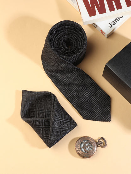Kanthlangot Black Self Design Necktie