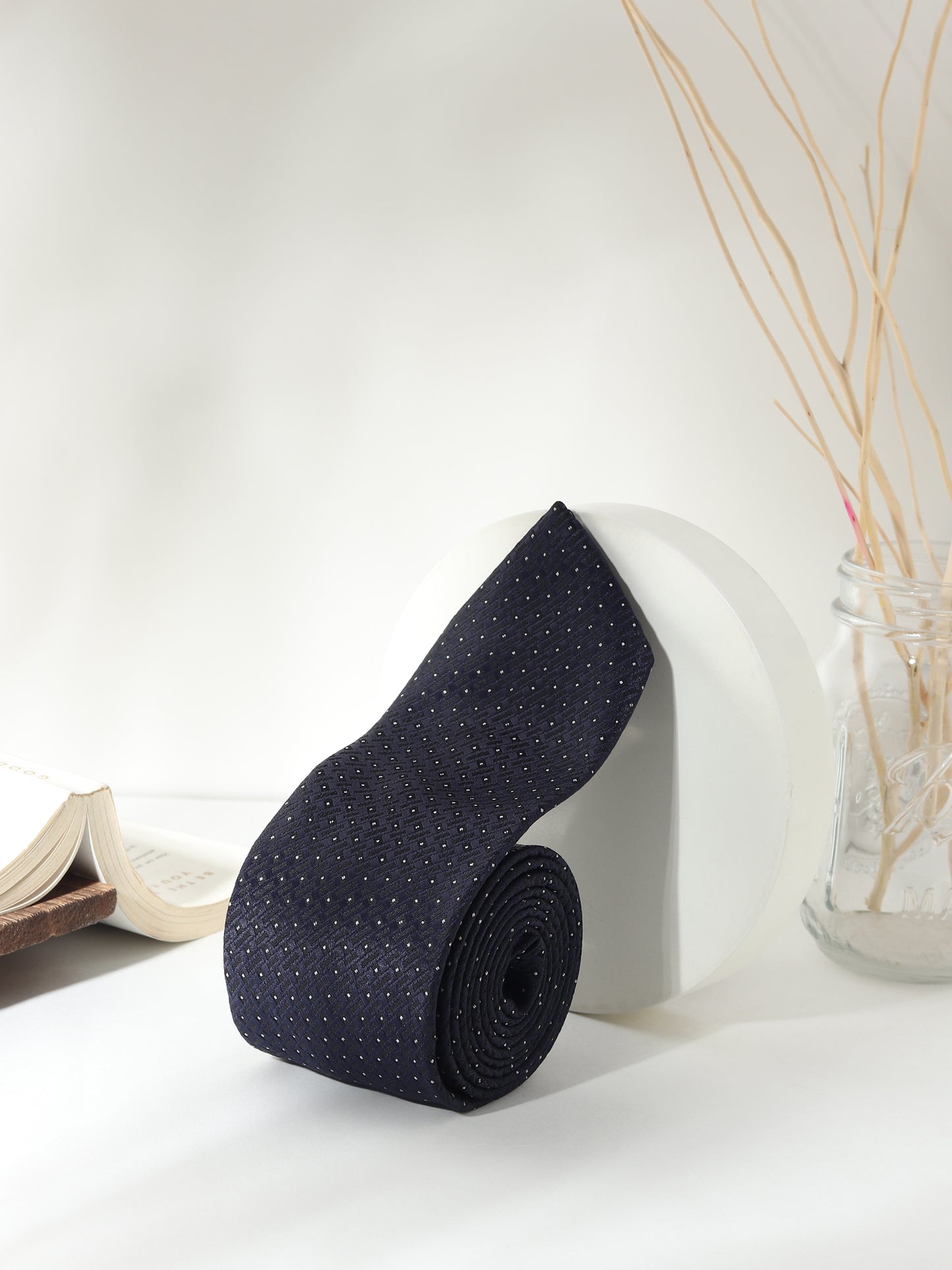 Kanthlangot Midnight Black Micro-Dot Textured Men’s Necktie – Sophisticated & Timeless