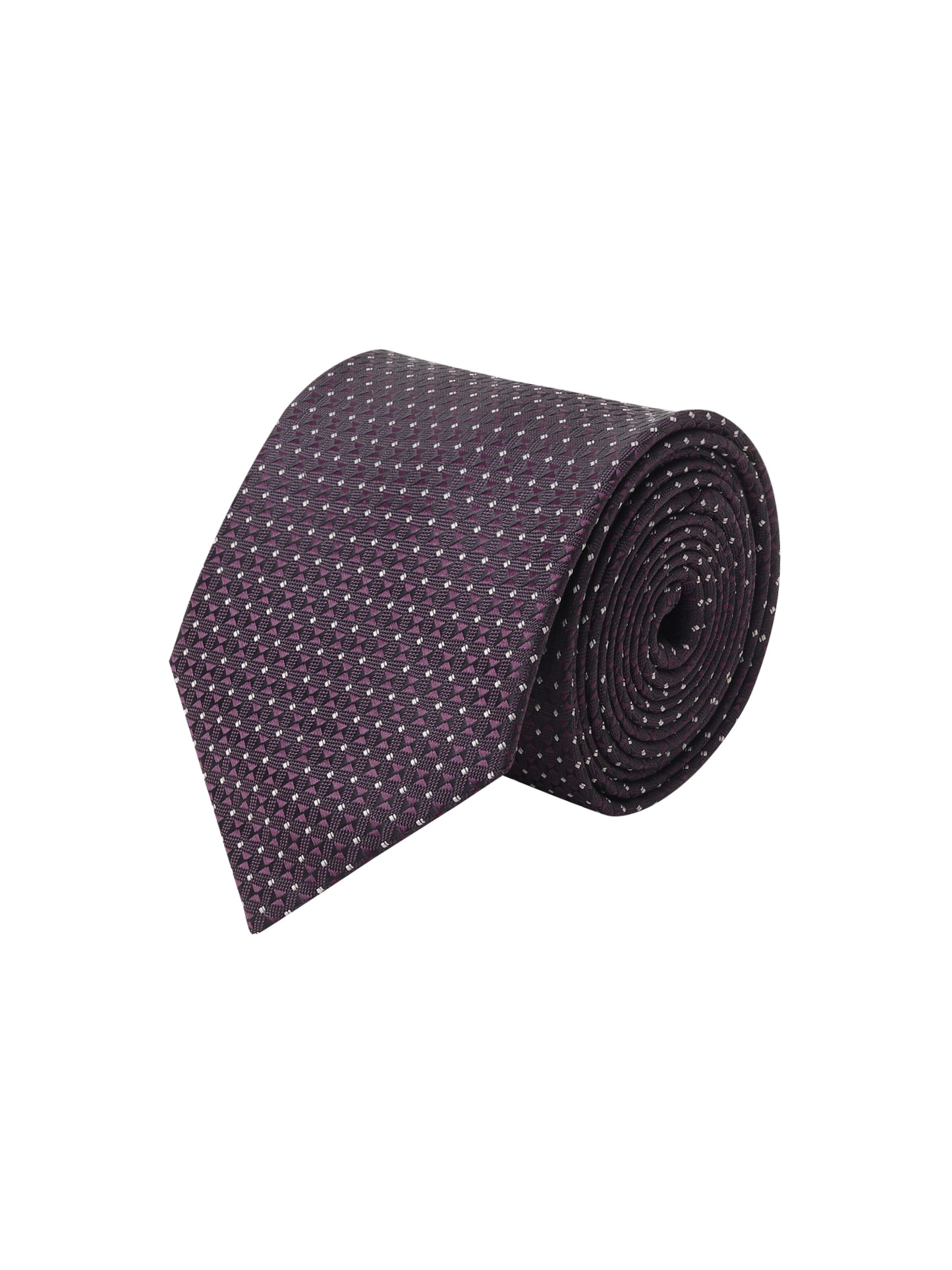 Kanthlangot Classic Geometric Necktie – Deep Purple & Silver