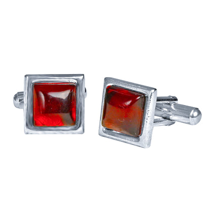 Kanthlangot Mens Red Square Cufflinks