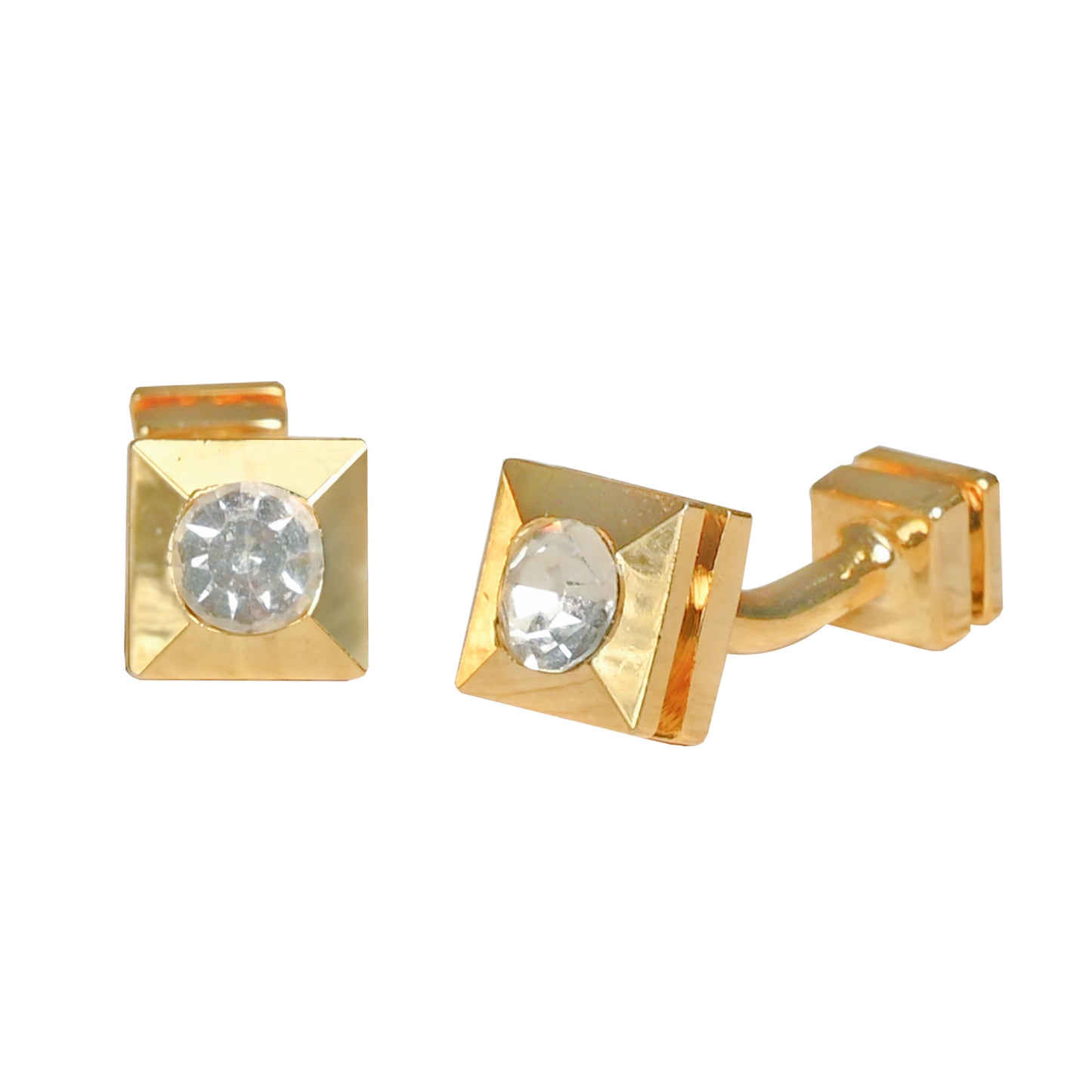 Kanthlangot Mens Crystal Gold Cufflinks