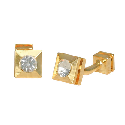 Kanthlangot Mens Crystal Gold Cufflinks
