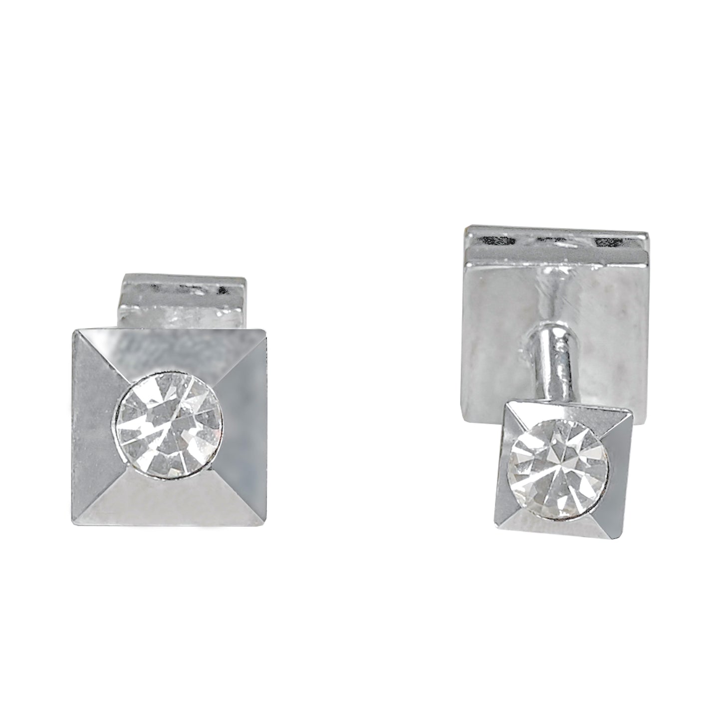 Kanthlangot Mens Crystal Silver Cufflinks