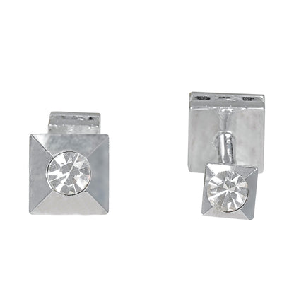 Kanthlangot Mens Crystal Silver Cufflinks