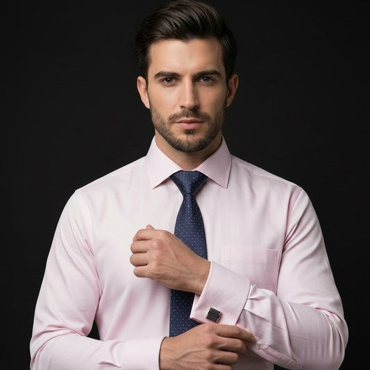 Kanthlangot Blue Necktie and Gray Thin Bezel Cufflinks