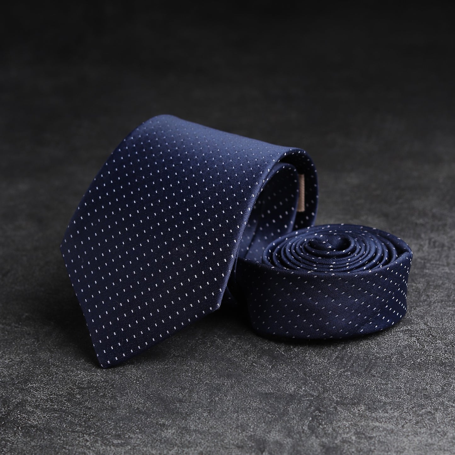 Kanthlangot Classic Navy Blue Microdot Mens Necktie