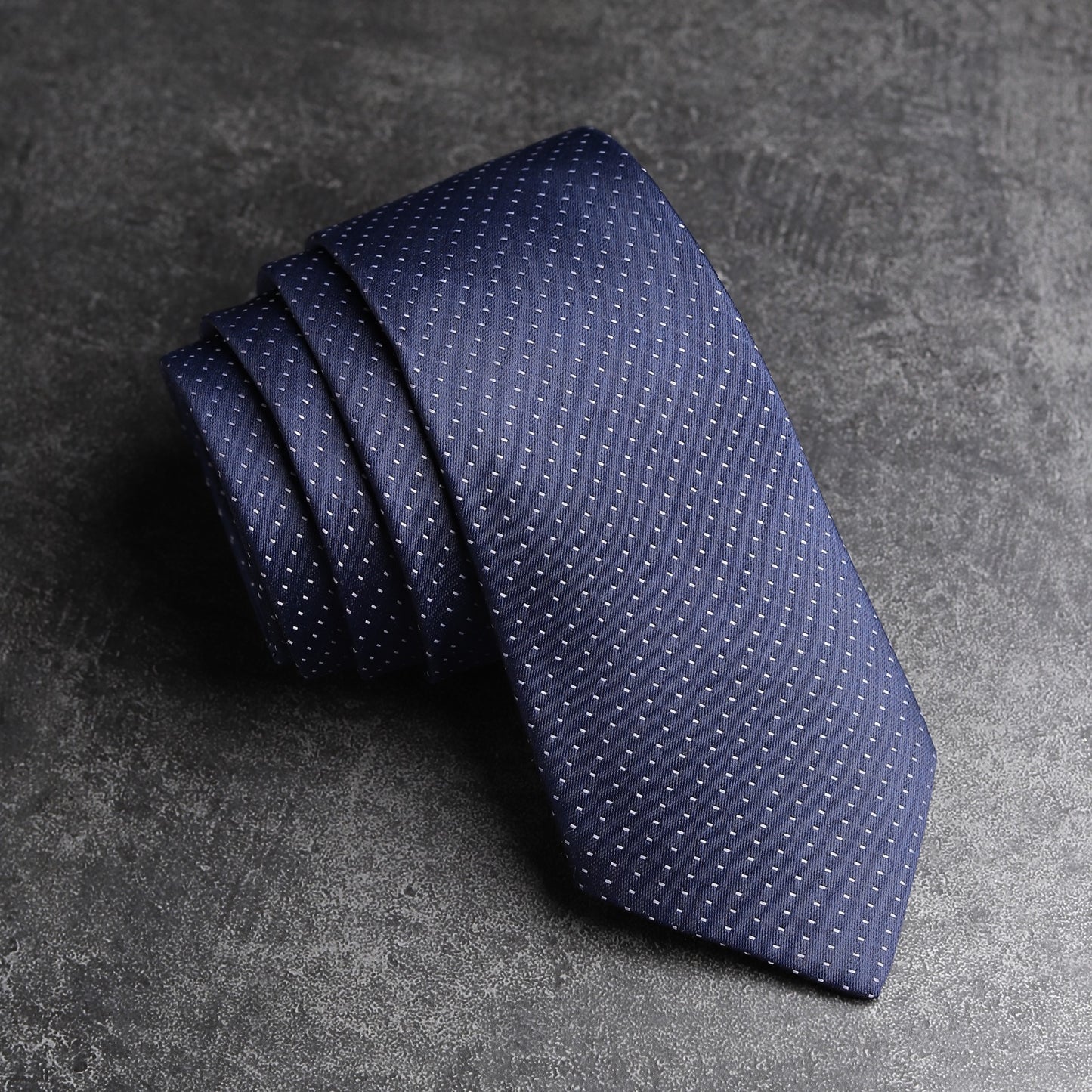 Kanthlangot Classic Navy Blue Microdot Mens Necktie
