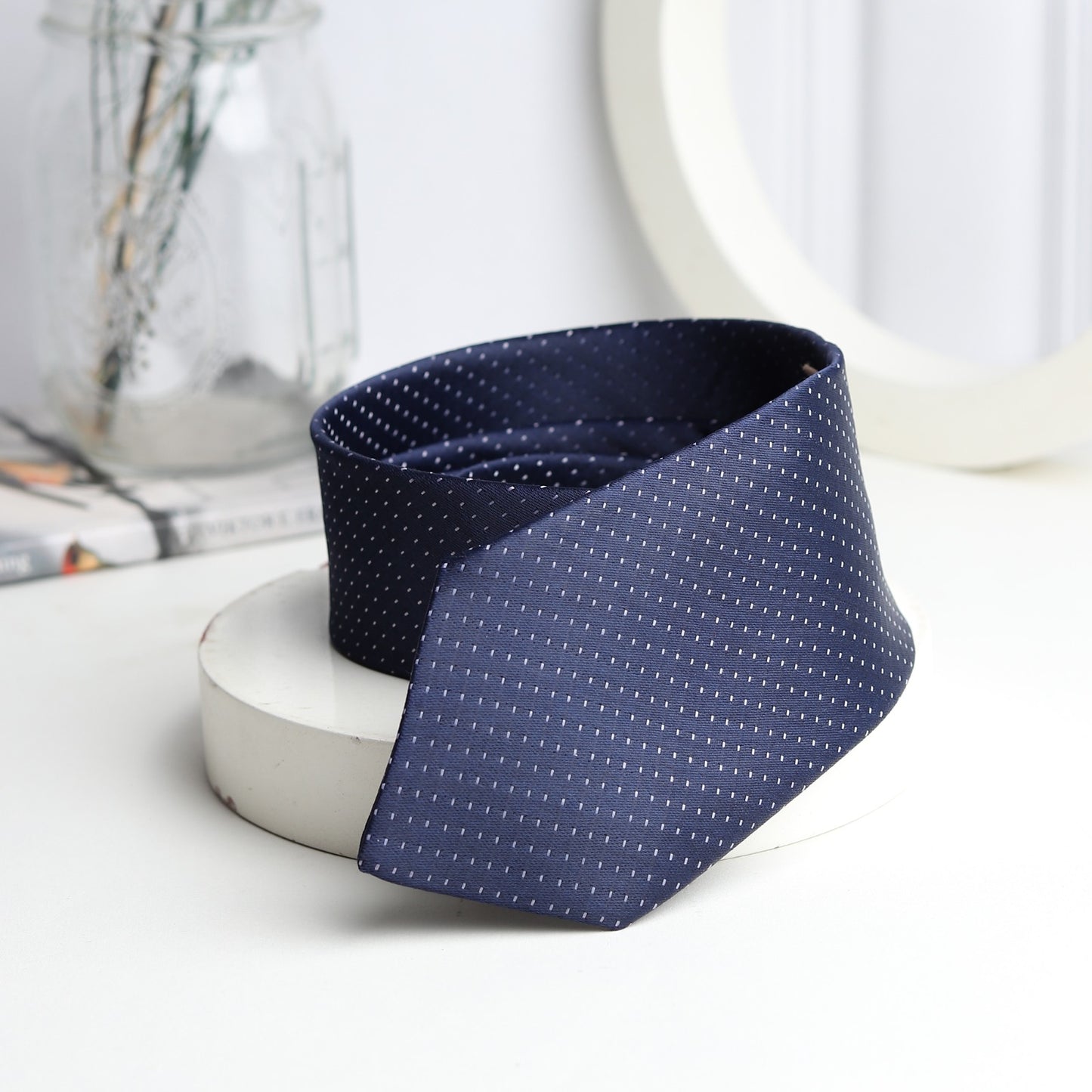 Kanthlangot Classic Navy Blue Microdot Mens Necktie