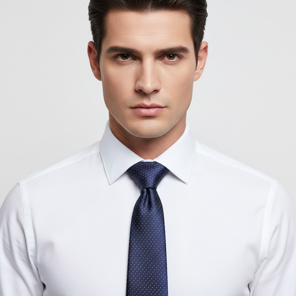 Kanthlangot Classic Navy Blue Microdot Mens Necktie