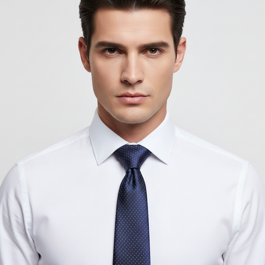 Kanthlangot Classic Navy Blue Microdot Mens Necktie