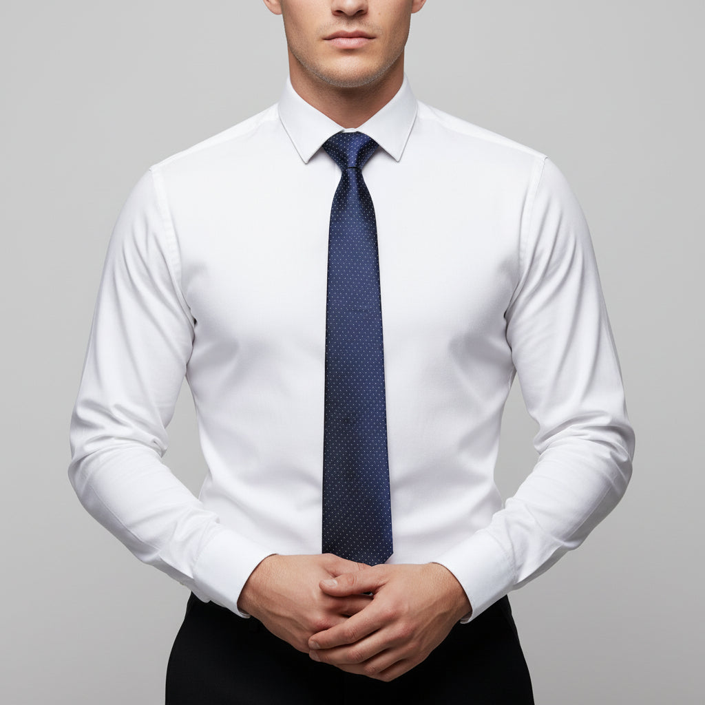 Kanthlangot Classic Navy Blue Microdot Mens Necktie