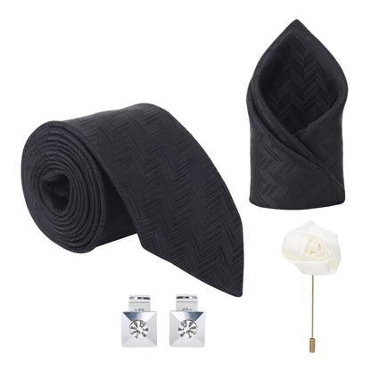 Kanthlangot Premium Gift Set of Necktie Pocket Square Cufflinks and Lapel Pin