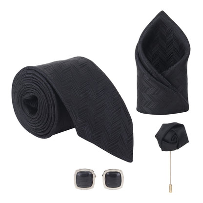 Kanthlangot Premium Gift Set of Necktie Pocket Square Cufflinks and Lapel Pin